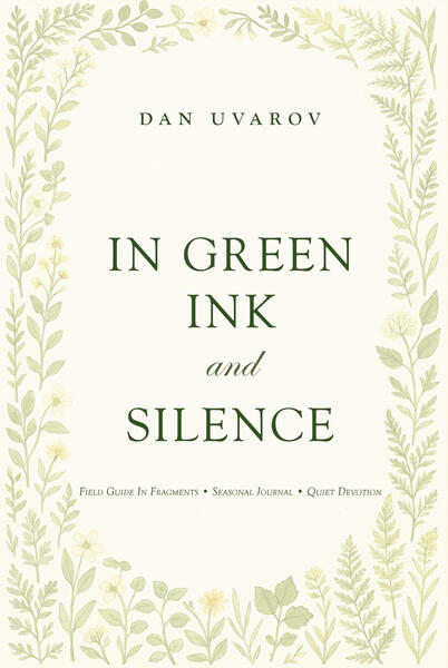 In Green Ink and Silence Cover of In Green Ink and Silence by Dan Uvarov – a botanical field journal with a pale background, green serif title, and watercolour plant border.